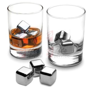 Reklamní ledové kostky ocelové, chladící / mrazící, kameny do pití, drinků, nápojů, whisky, alkoholu